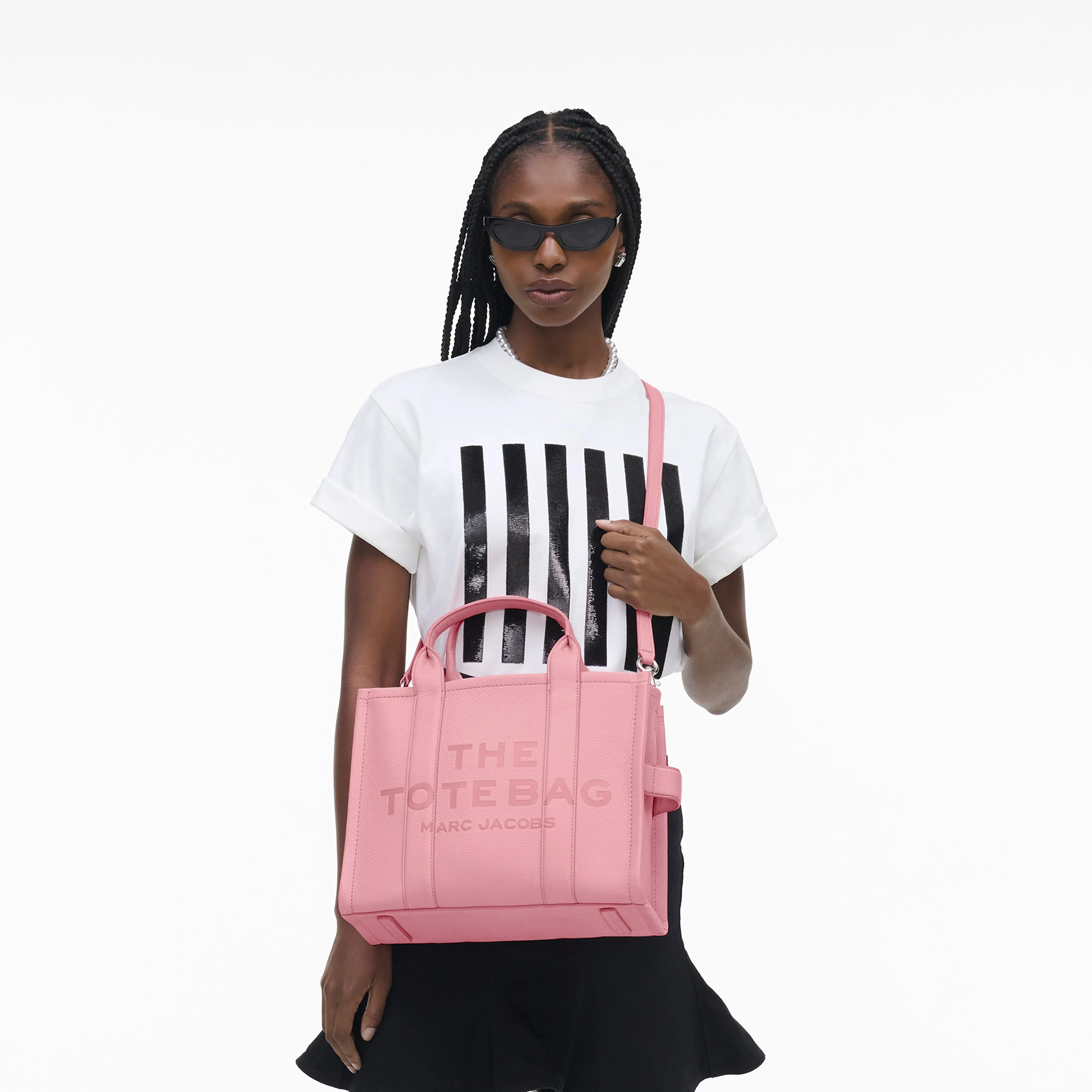 MARC JACOBS  - The Leather Medium Tote Bag H004L01PF21- 669 - Ribbon Pink