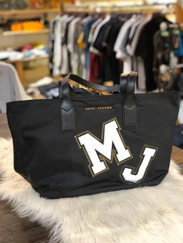 Marc Jacobs Women's Wingman MJ Varsity Letters Nylon Tote Black M0013563 001