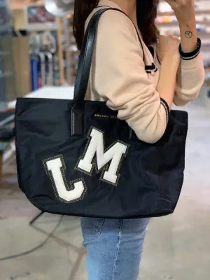 Marc Jacobs Women's Wingman MJ Varsity Letters Nylon Tote Black M0013563 001