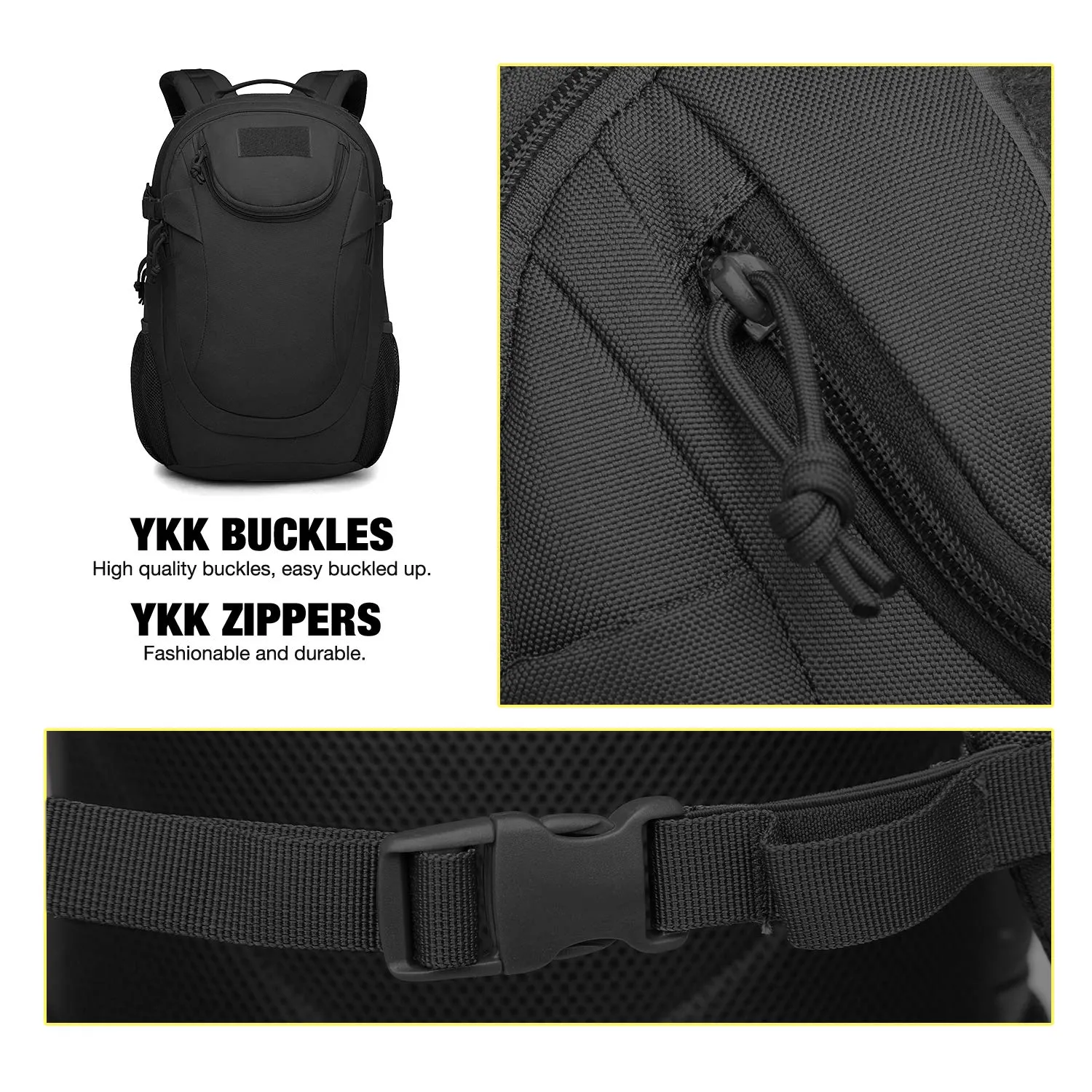 Mardingtop 25L Tactical Backpacks Molle Hiking daypacks for Camping Hiking Military Traveling (M6260-25L-Black)