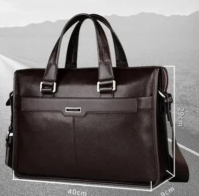 Men Genuine leather briefcase, laptop leather bag, for 15.6 inch notebook