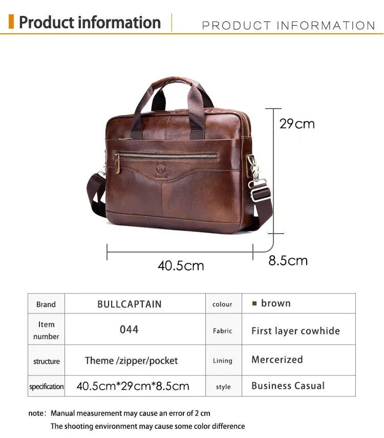 Men's Genuine Cowhide Business Laptop Messenger Bag
