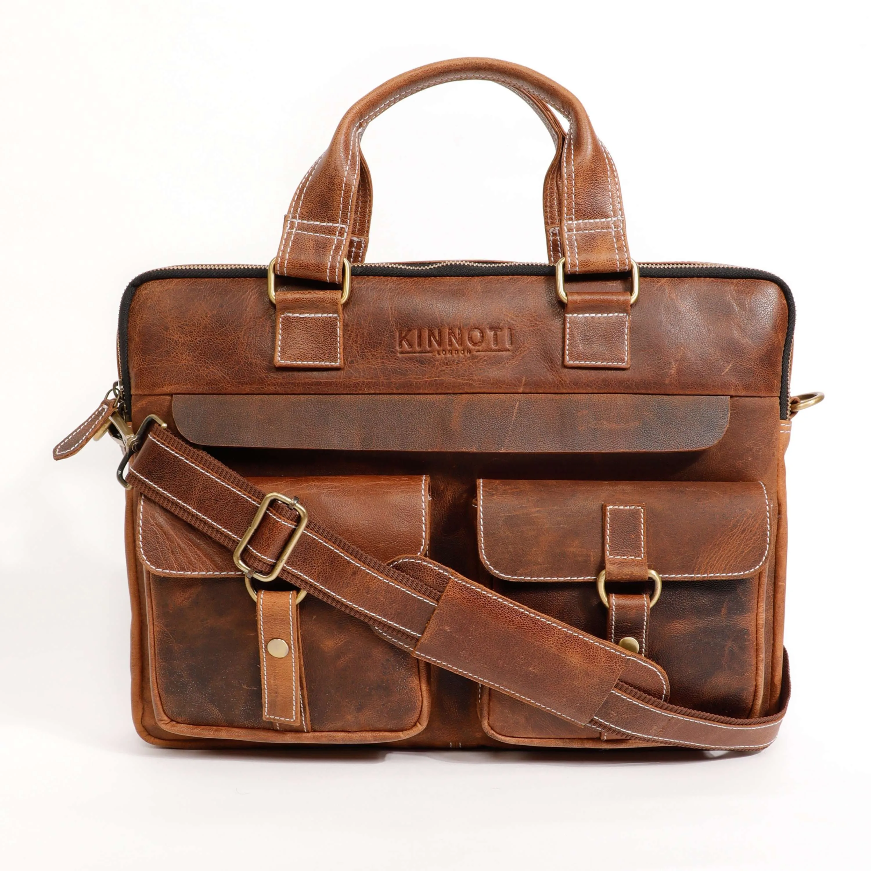 Multi Pocket Leather Laptop Bag