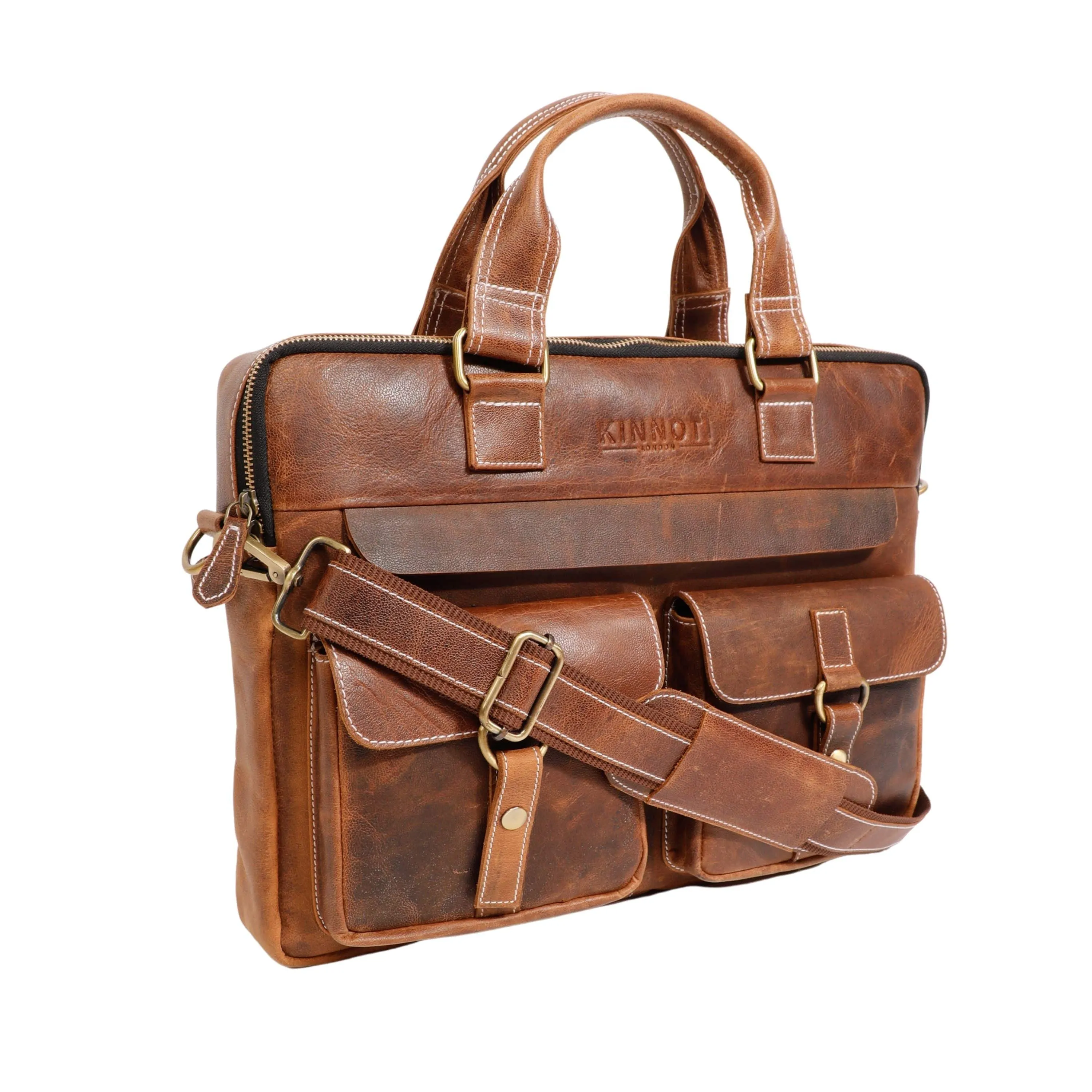 Multi Pocket Leather Laptop Bag