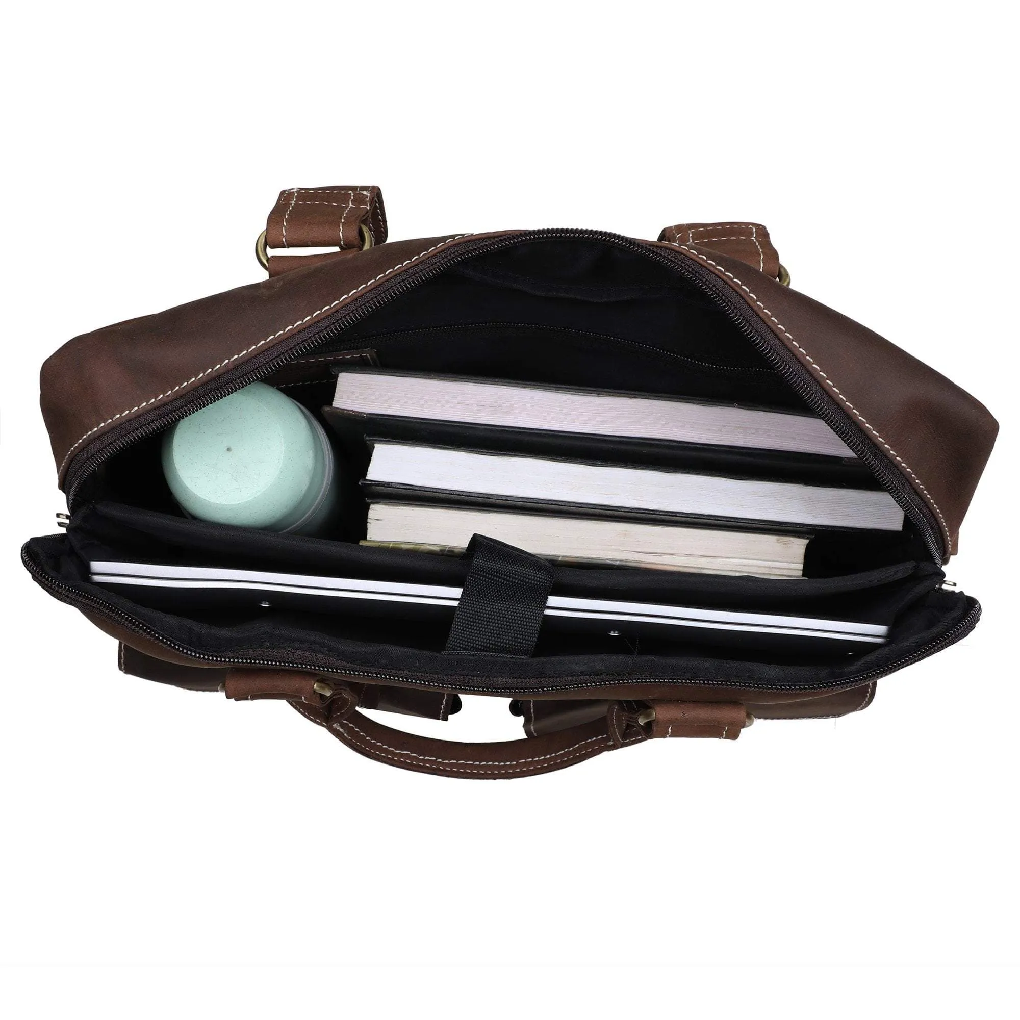 Multi Pocket Leather Laptop Bag
