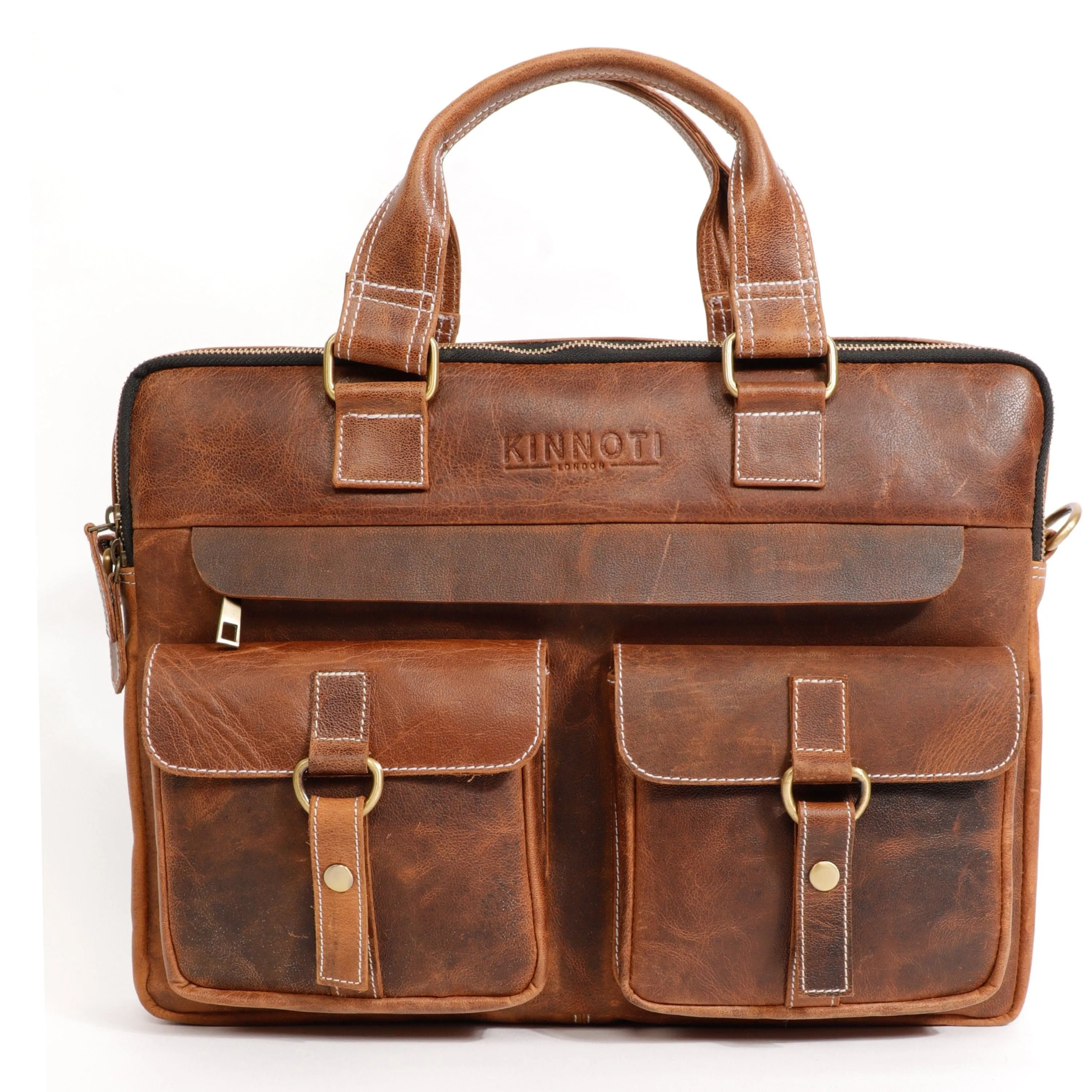 Multi Pocket Leather Laptop Bag