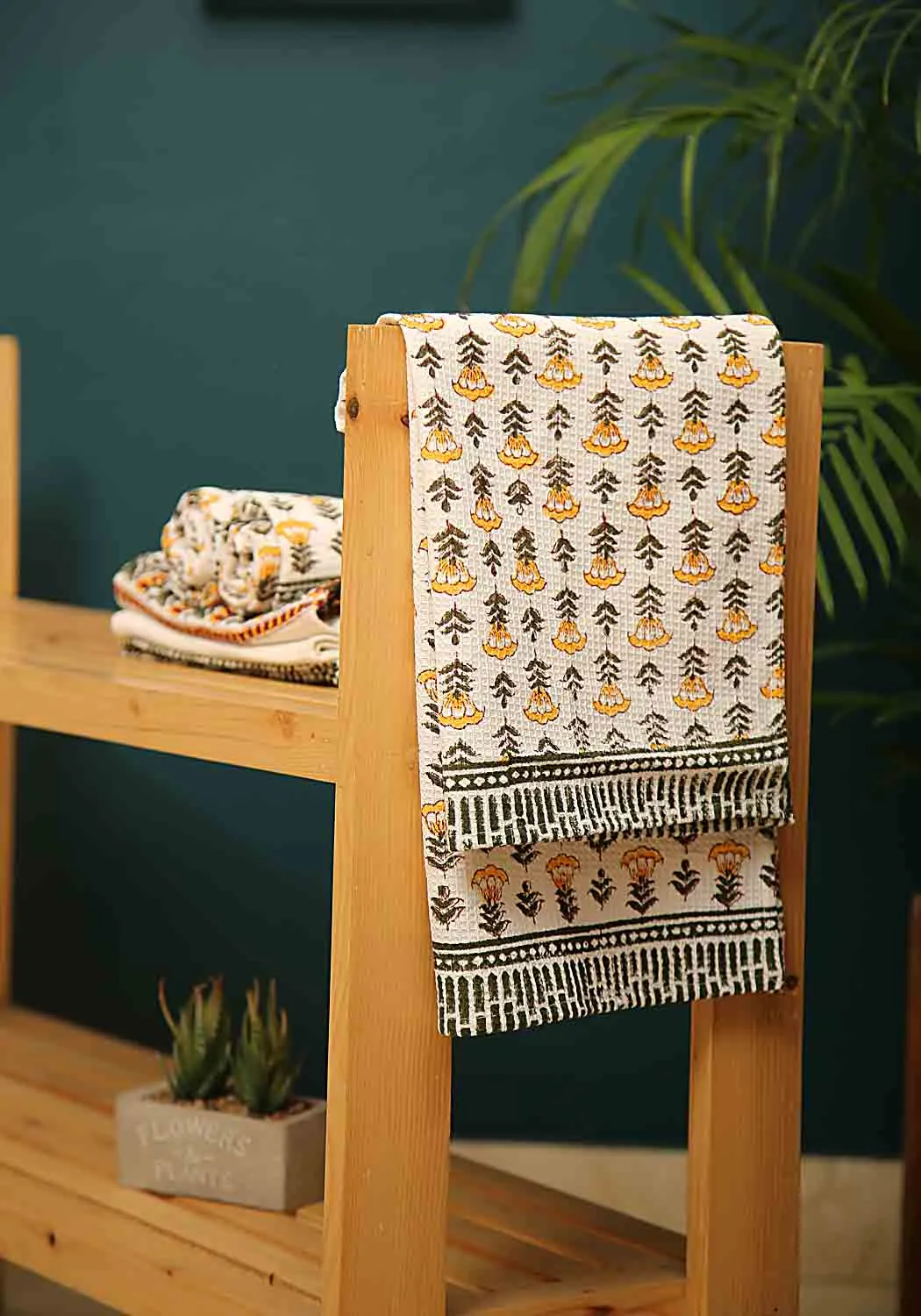 Olive Grace Block Print Hand Towel