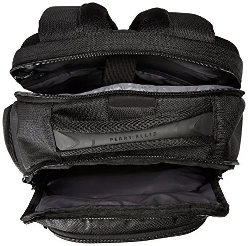 Perry Ellis Men'S P13 Business Tablet Pocket Laptop Backpack, Black, One Size