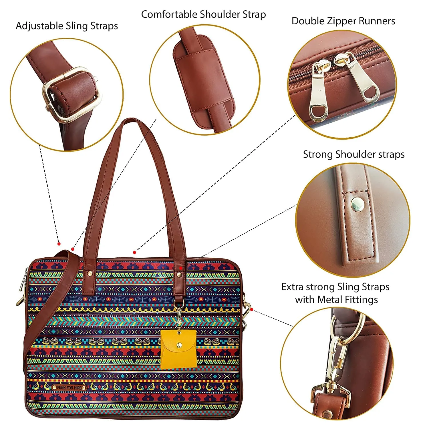 Printed Vegan Leather 15.6 Inch Laptop Handbag