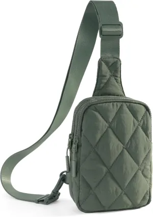 Quilted Puffer Sling Bag for Women Small Backpack Crossbody Chest Bag Fanny Packs Purses for Casual Traveling Hiking