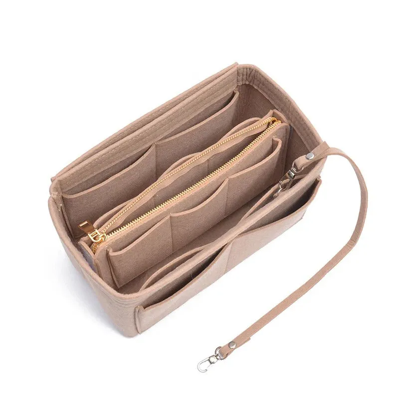 Solid Colored Felt Fabric Cosmetic Insert Bag Organizer