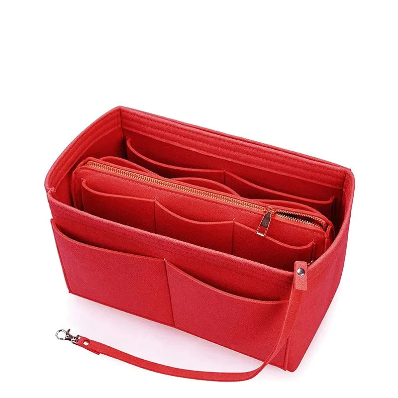 Solid Colored Felt Fabric Cosmetic Insert Bag Organizer