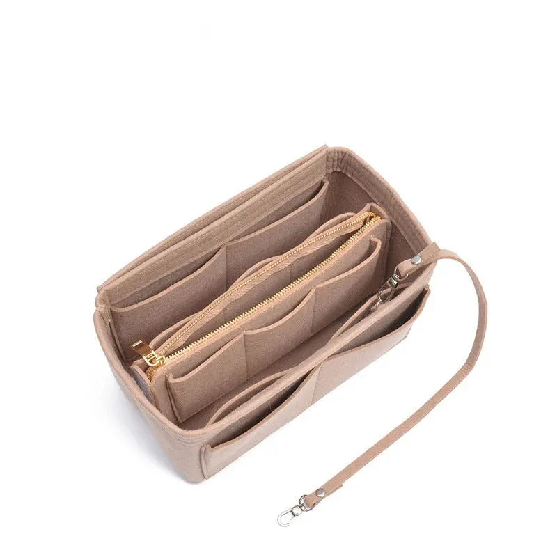 Solid Colored Felt Fabric Cosmetic Insert Bag Organizer