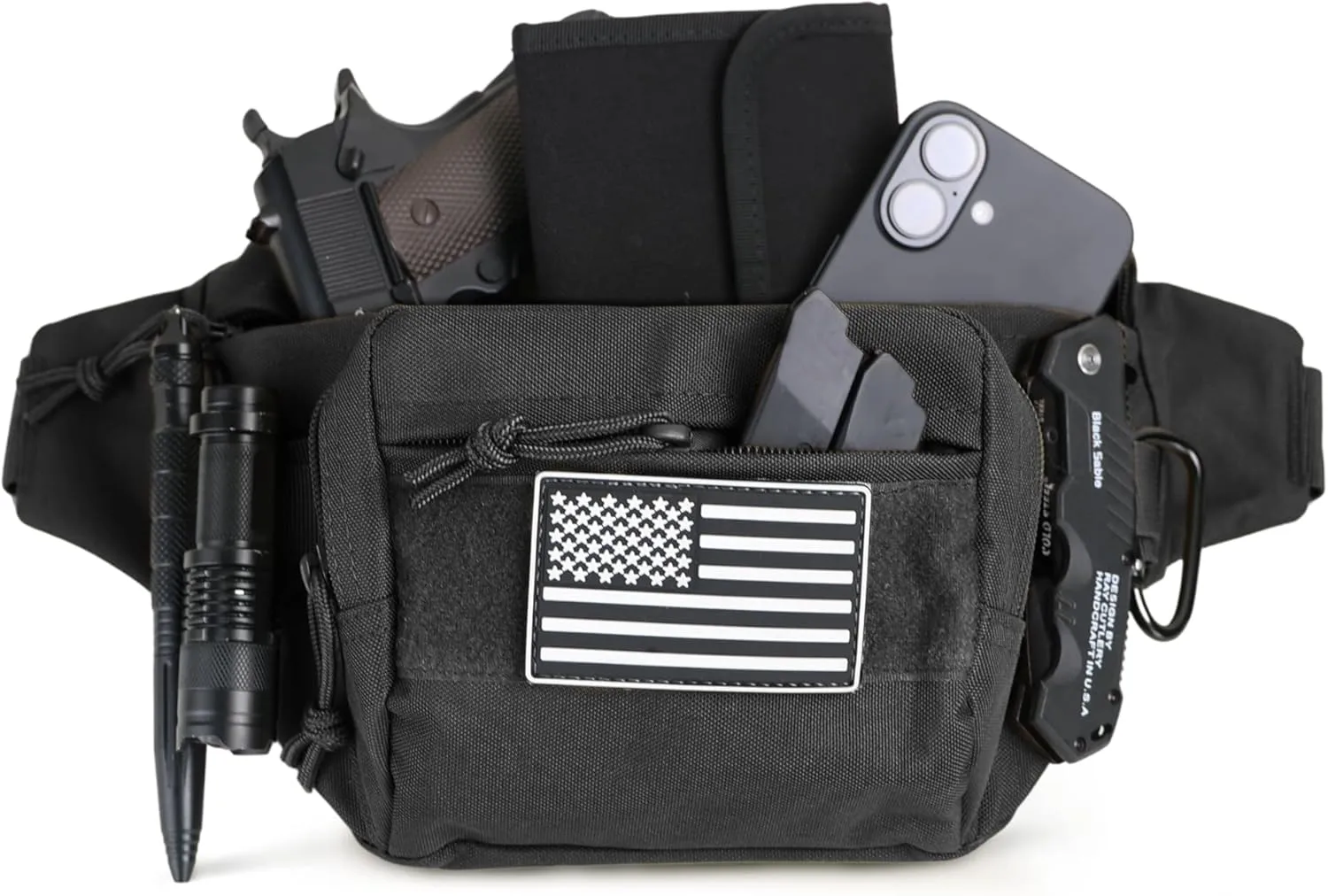 Tactical Waist Pack for Men, Concealed Carry Fanny Bag for Hunting, Trekking, Fishing, EDC, and Outdoor Gear (Black)
