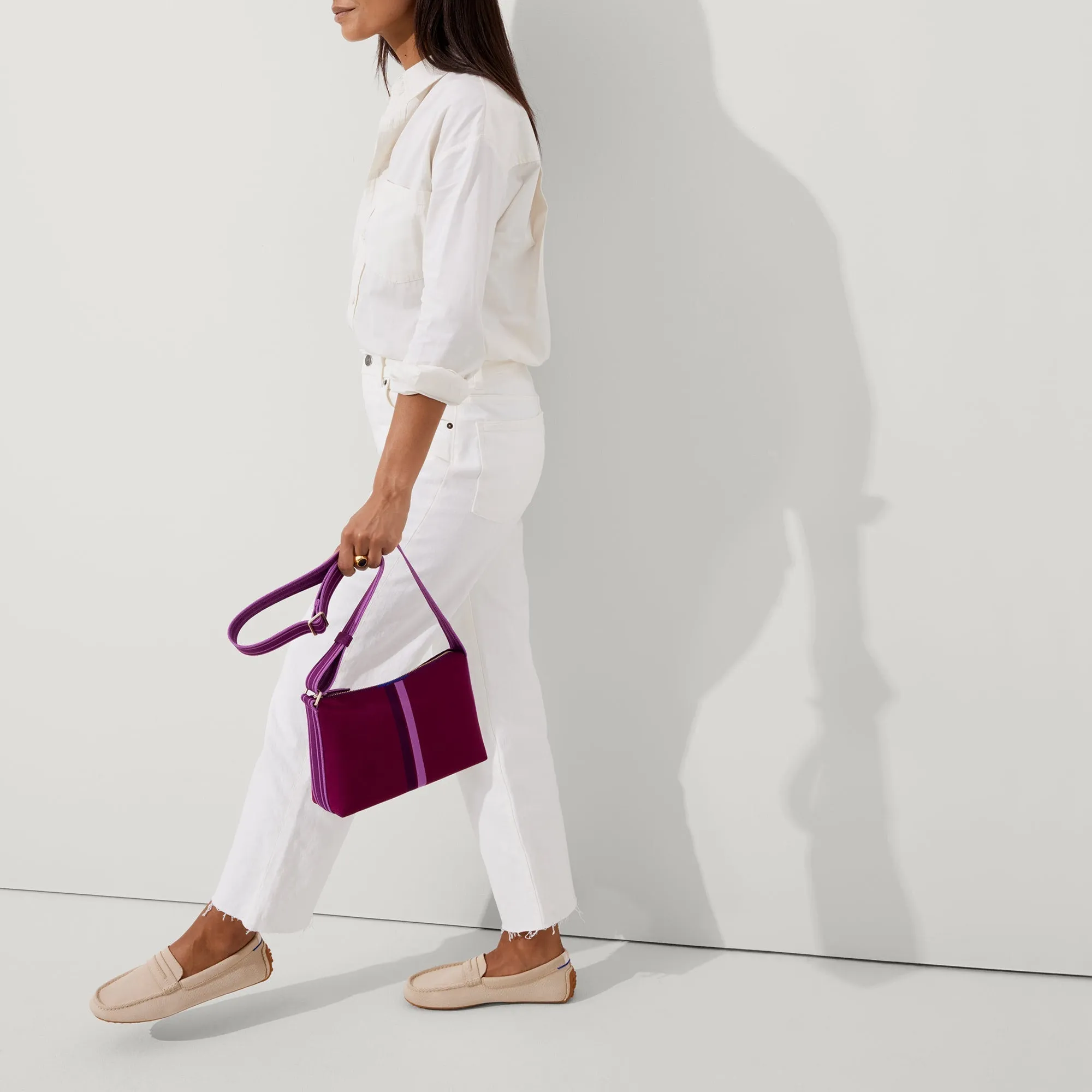 The Casual Crossbody - Plum Stripe