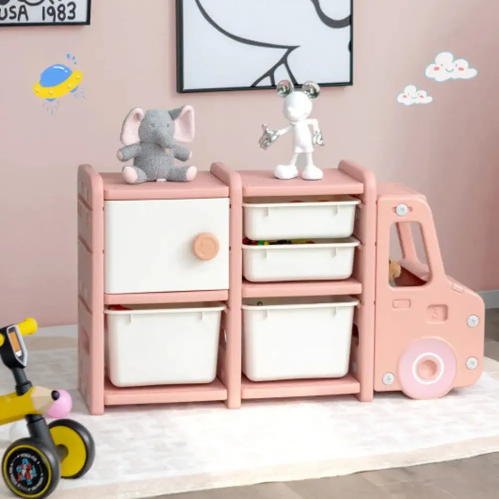 Toddler Truck Storage Organizer with Plastic Bins-Gray