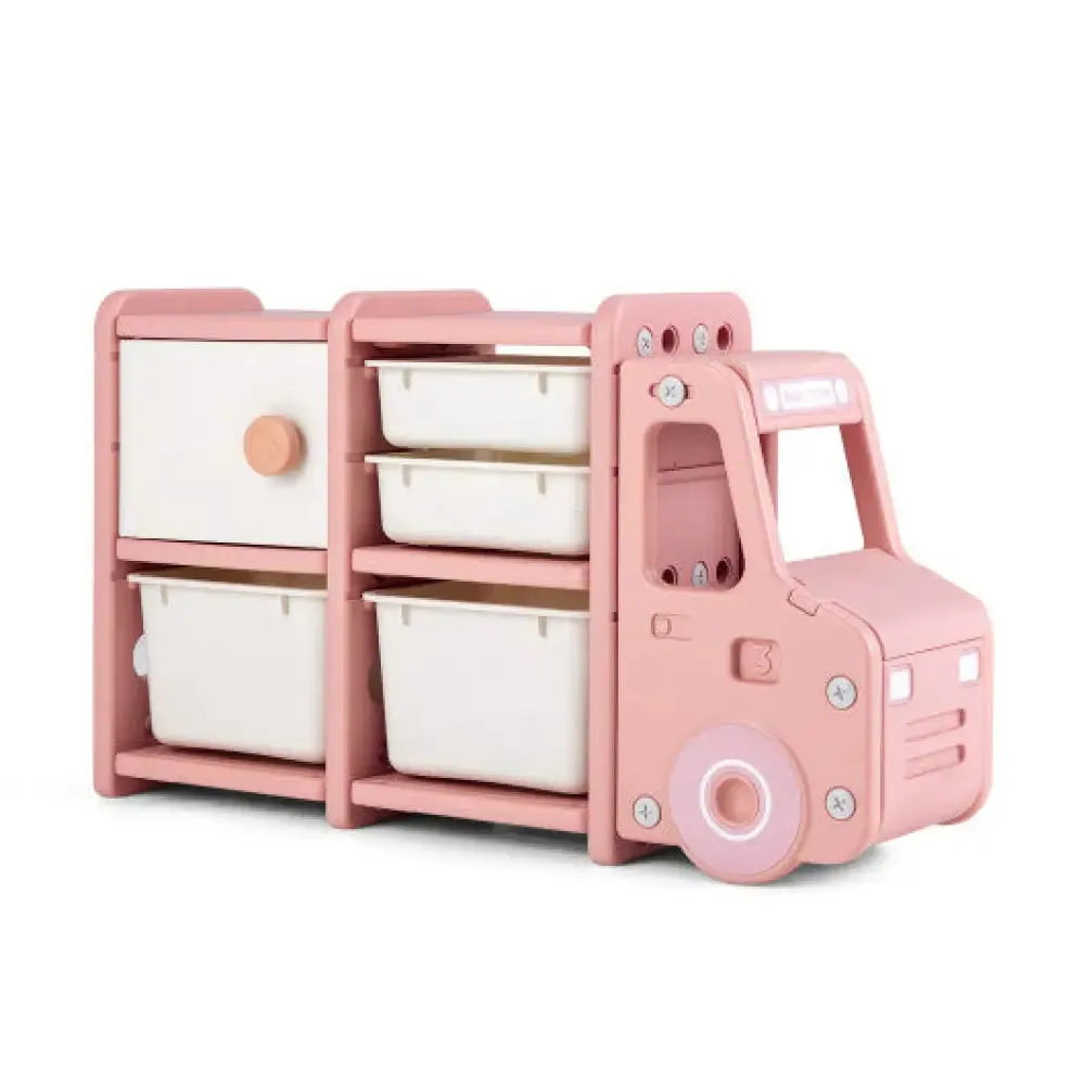 Toddler Truck Storage Organizer with Plastic Bins-Gray