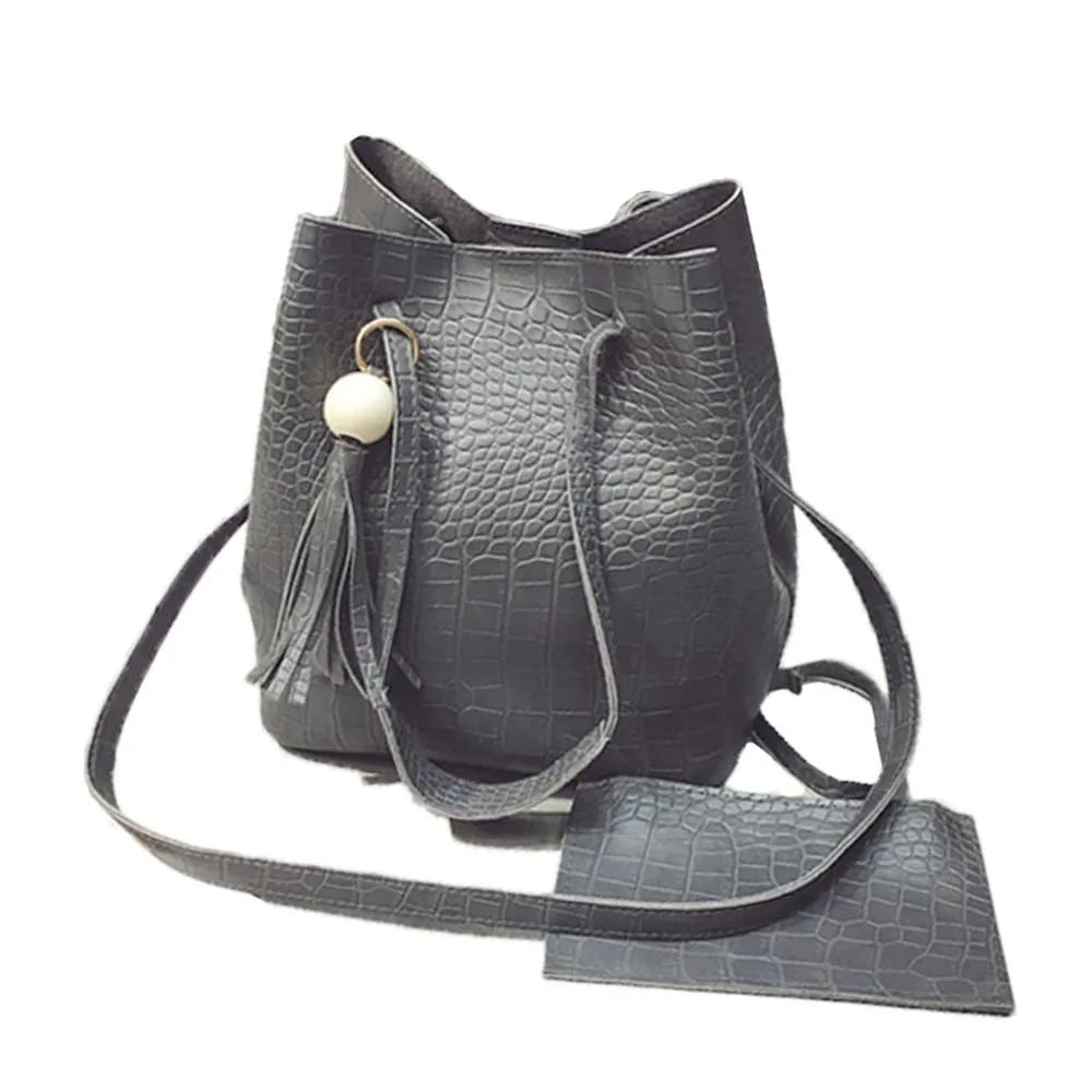 Vegan Leather Shoulder Bucket Bag
