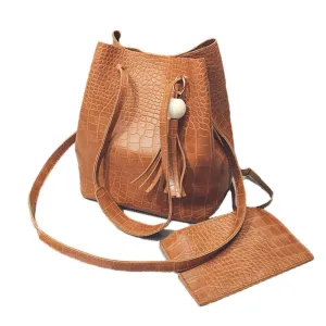 Vegan Leather Shoulder Bucket Bag