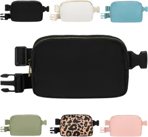 VKIOIP Unisex Fanny Pack Waist Belt Bag with Adjustable Strap,Hands Free Crossbody Fanny Bag with Zipper for Woman and Man,for Hiking,Running,Sports Gifts(Black)