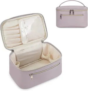Wandering Nature Makeup Bag, Travel Make Up Organizer Cosmetic Brush Bags Case for Women in Vegan Leather, Purple, Patent Pending