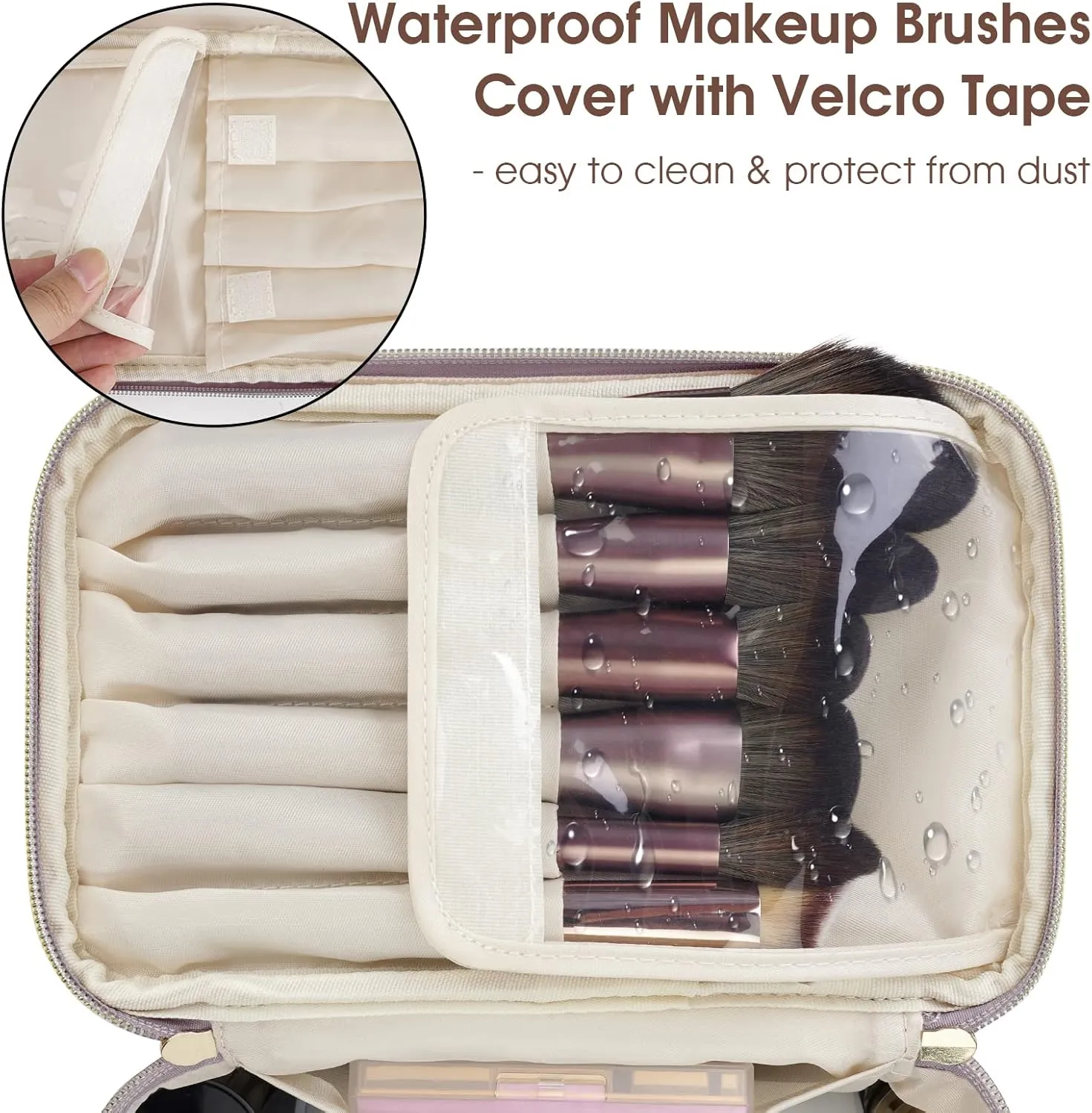 Wandering Nature Makeup Bag, Travel Make Up Organizer Cosmetic Brush Bags Case for Women in Vegan Leather, Purple, Patent Pending