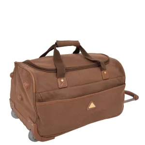 Wheeled Holdall 21" Medium Camel Faux Leather Travel Duffle Bag Norge