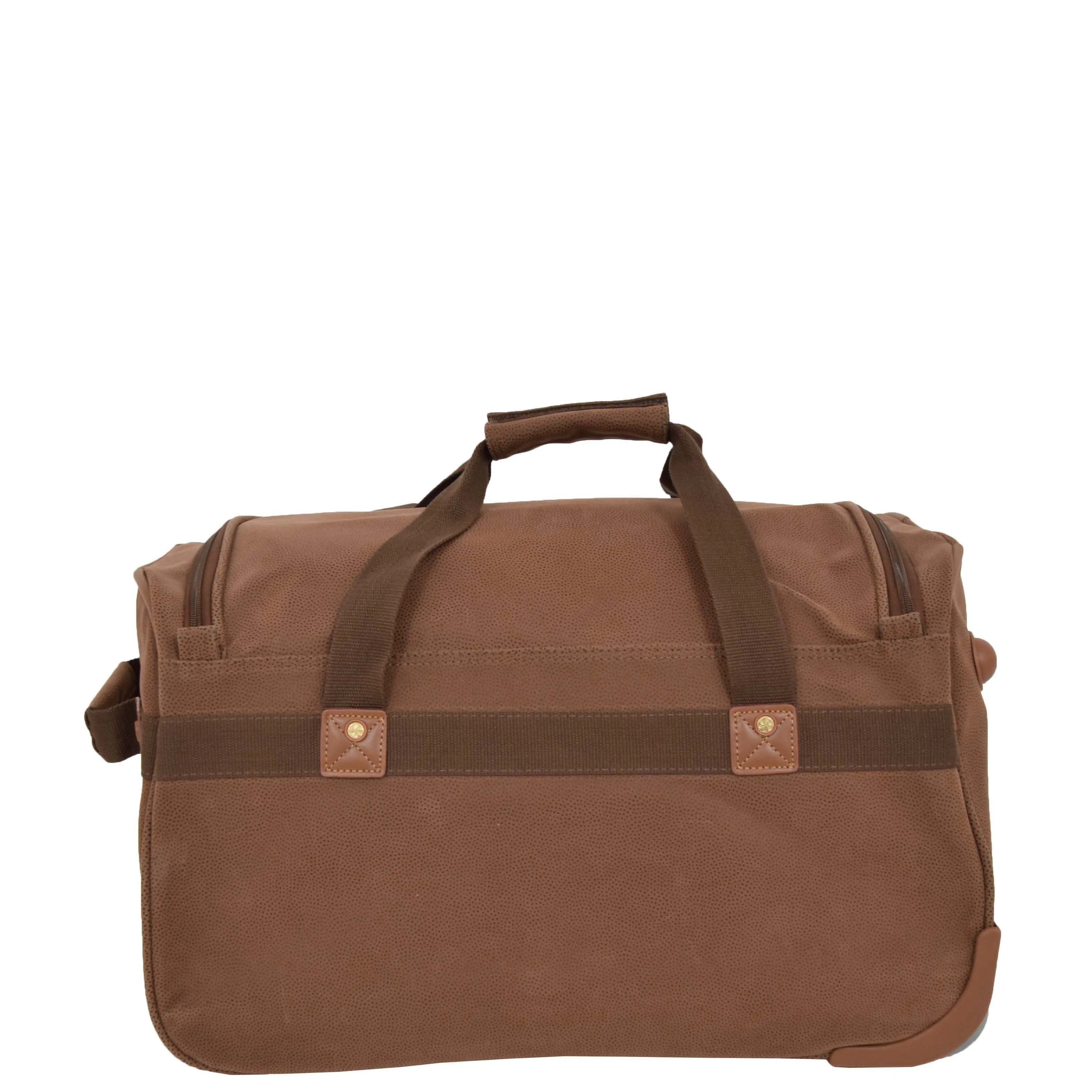 Wheeled Holdall 21" Medium Camel Faux Leather Travel Duffle Bag Norge
