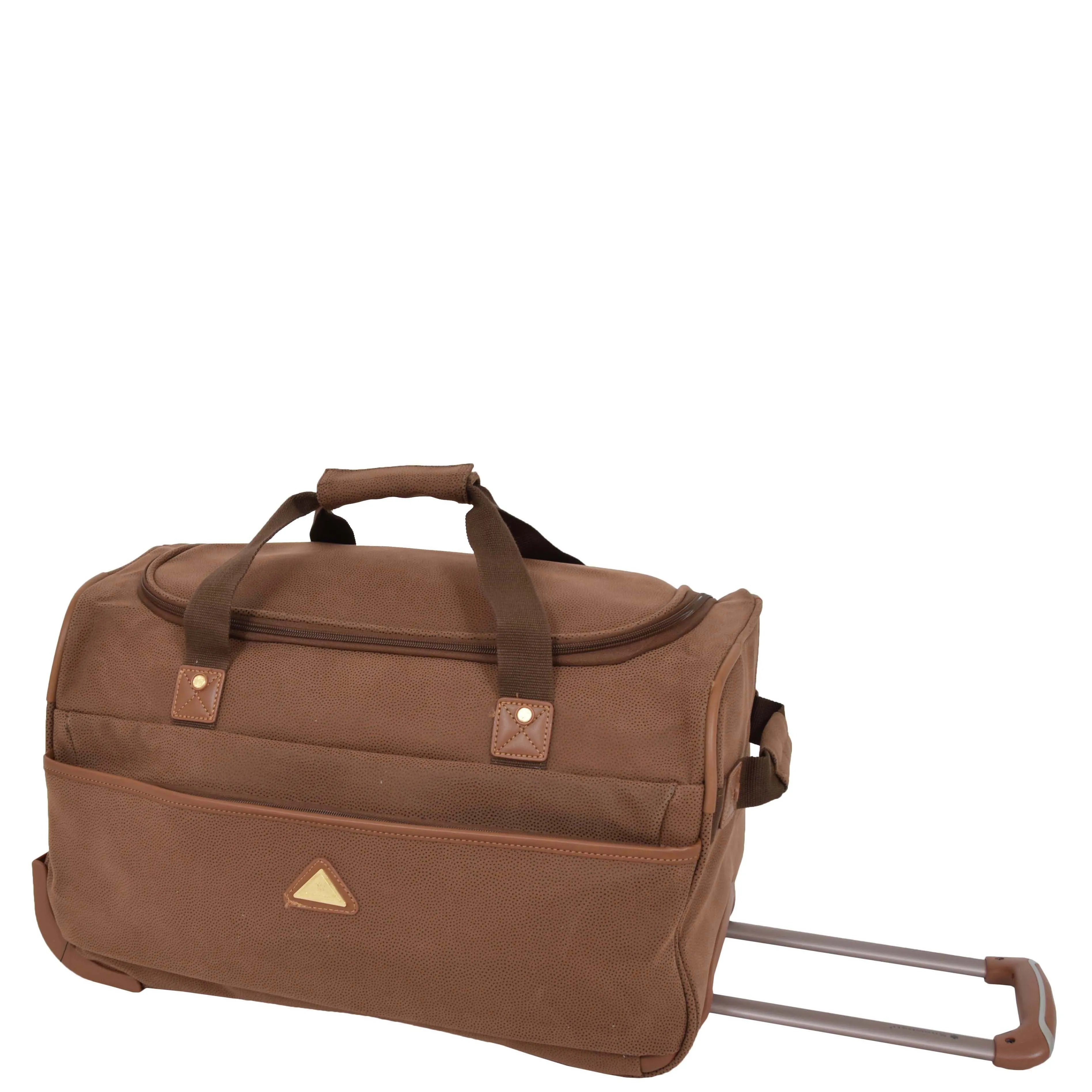 Wheeled Holdall 21" Medium Camel Faux Leather Travel Duffle Bag Norge