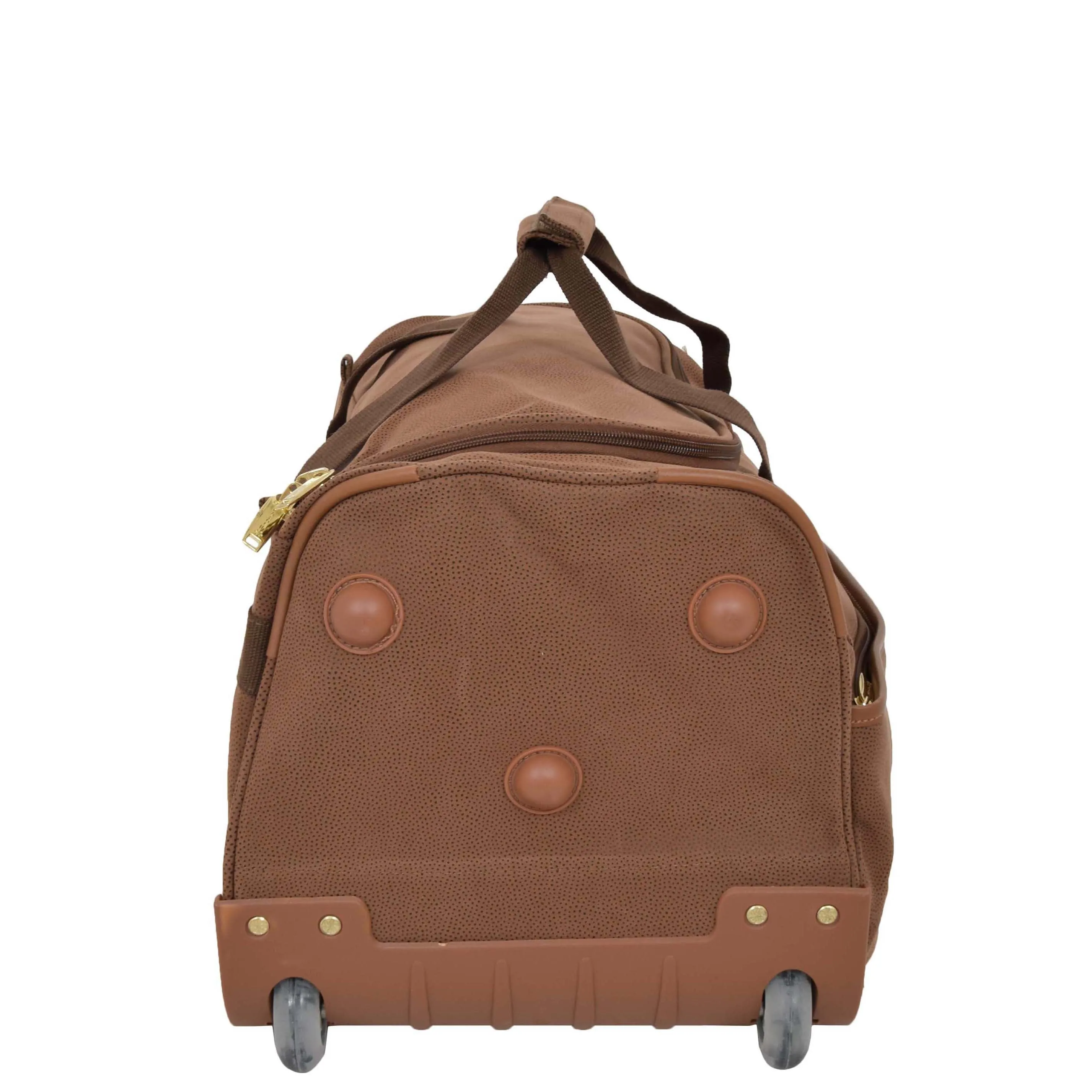 Wheeled Holdall 21" Medium Camel Faux Leather Travel Duffle Bag Norge