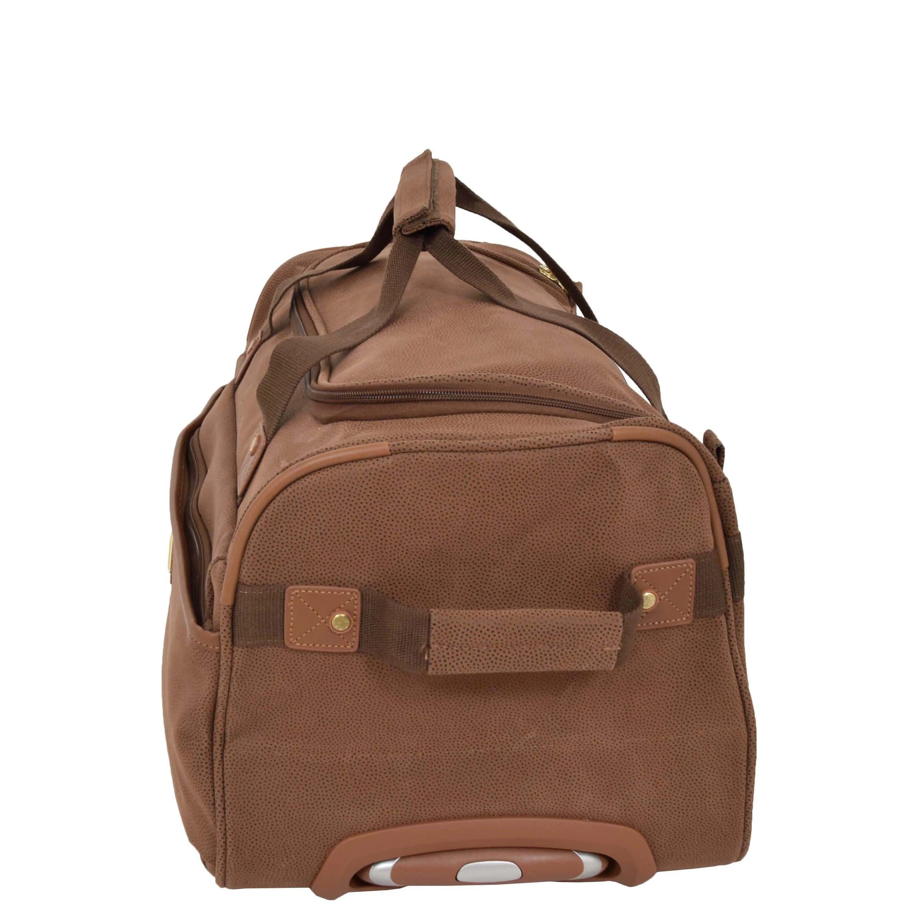 Wheeled Holdall 21" Medium Camel Faux Leather Travel Duffle Bag Norge