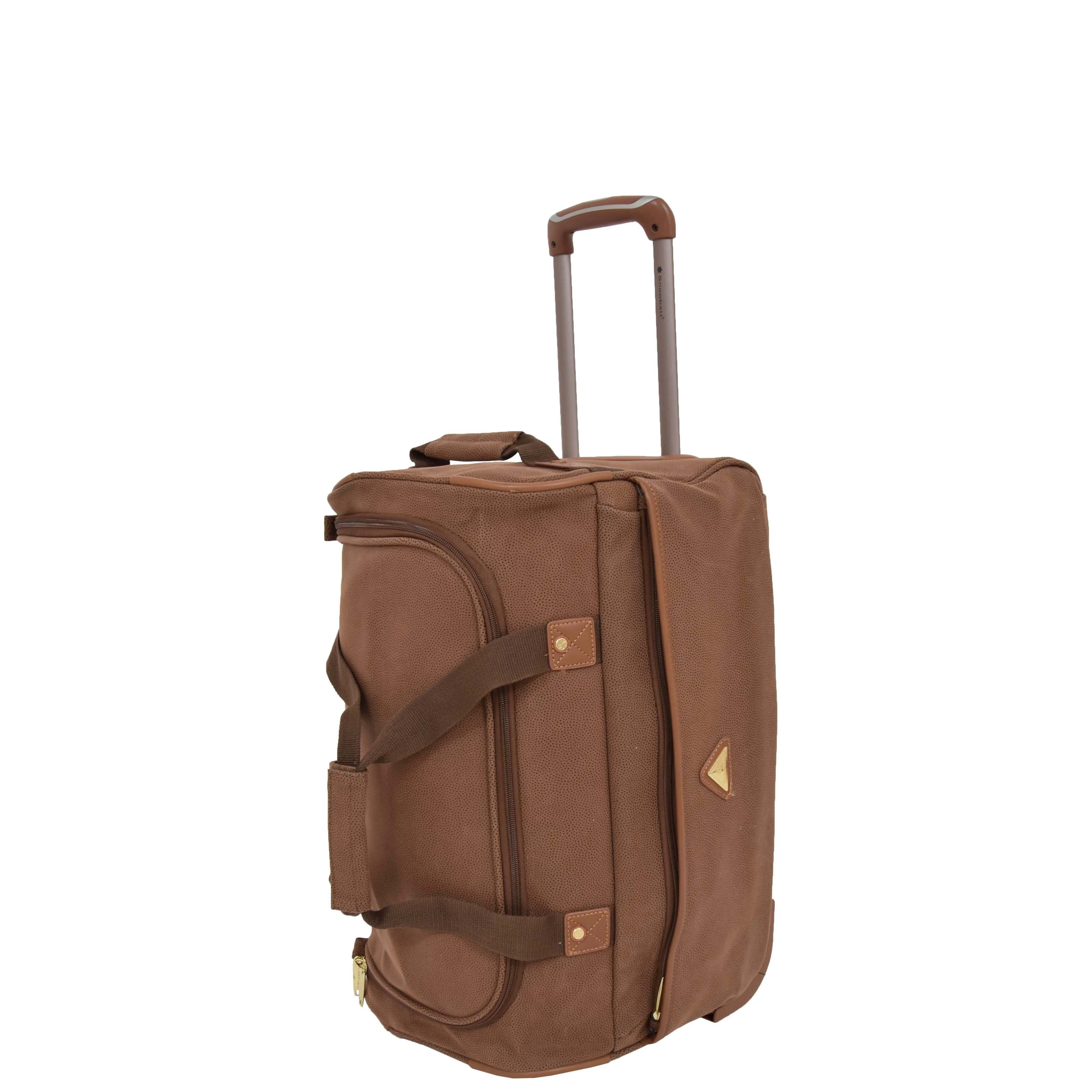 Wheeled Holdall 21" Medium Camel Faux Leather Travel Duffle Bag Norge