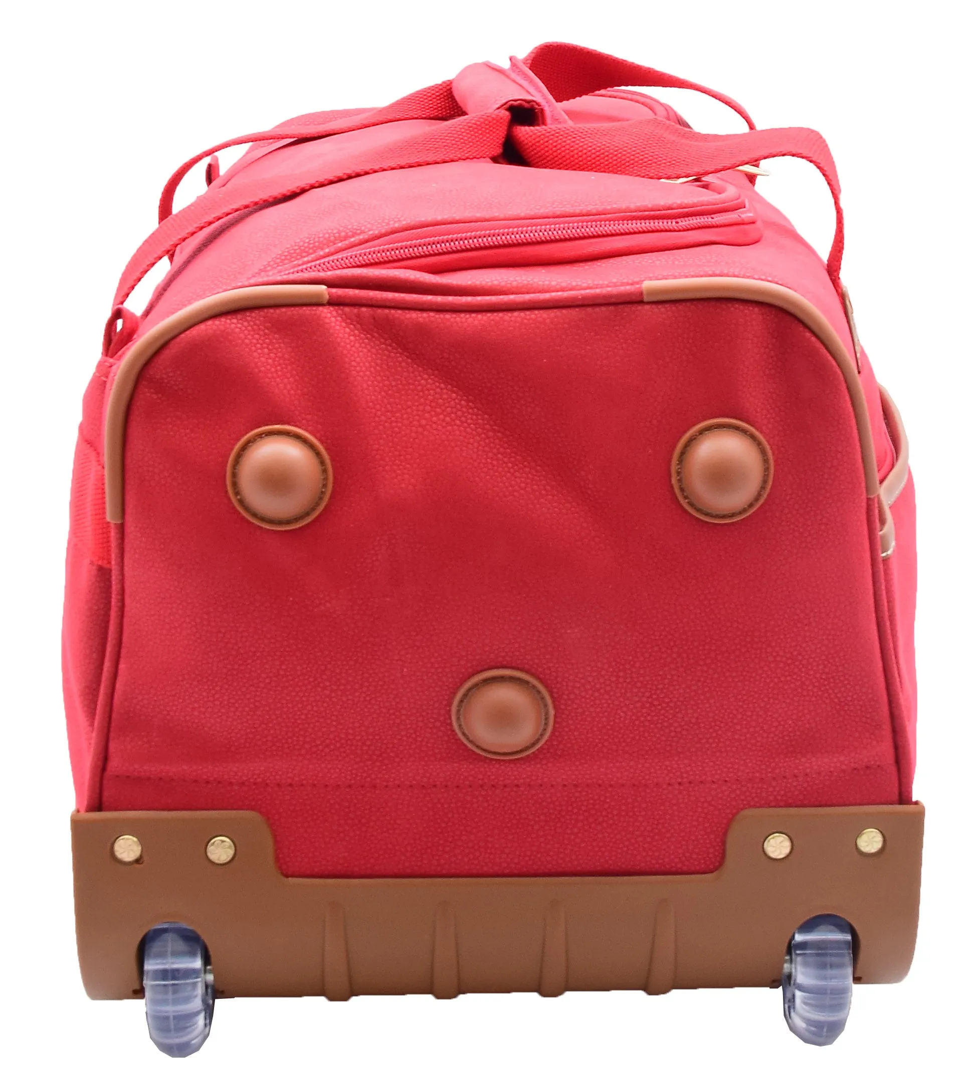 Wheeled Holdall 21" Medium Red Faux Leather Travel Duffle Bag Norge