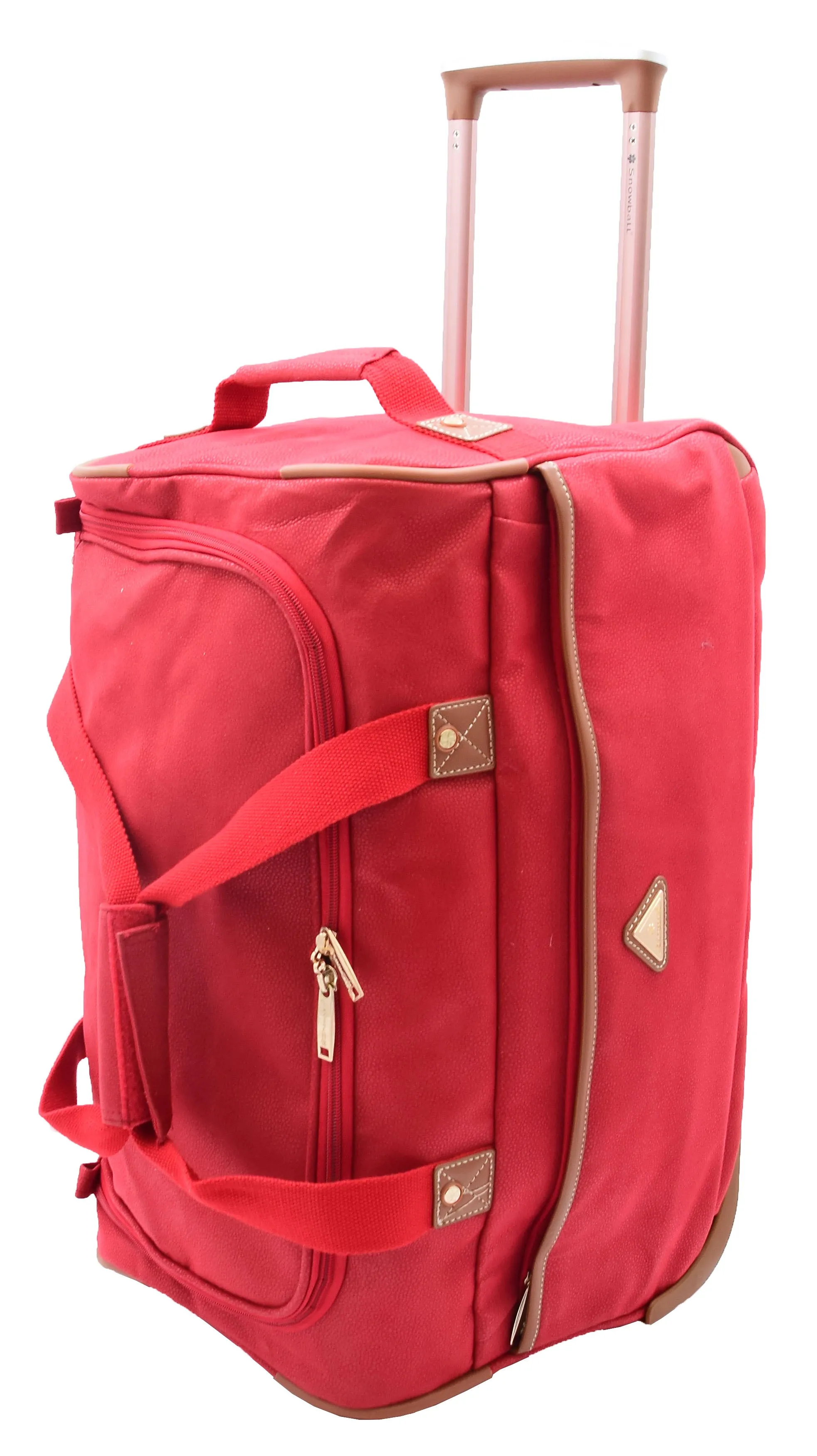 Wheeled Holdall 21" Medium Red Faux Leather Travel Duffle Bag Norge