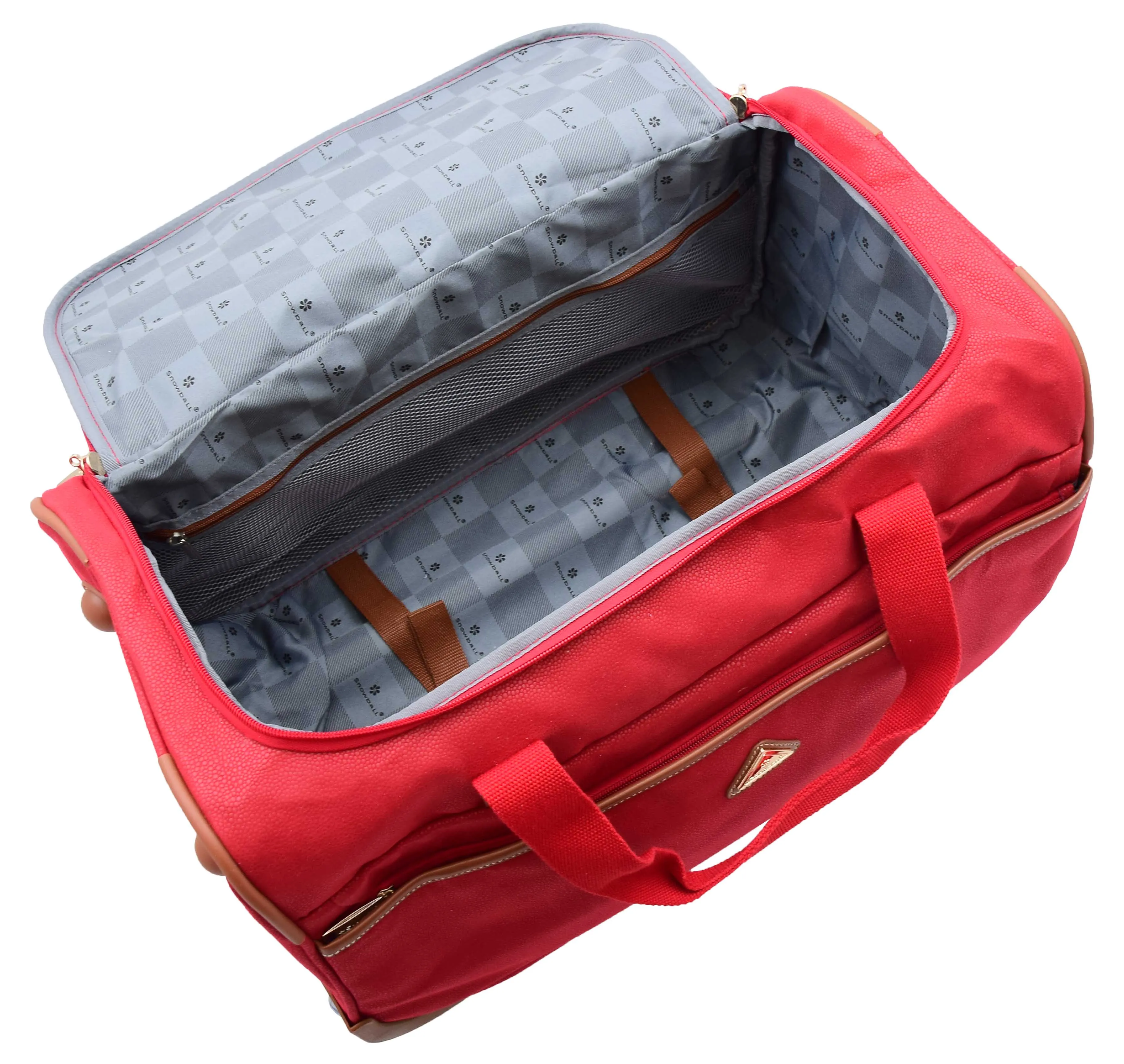 Wheeled Holdall 21" Medium Red Faux Leather Travel Duffle Bag Norge