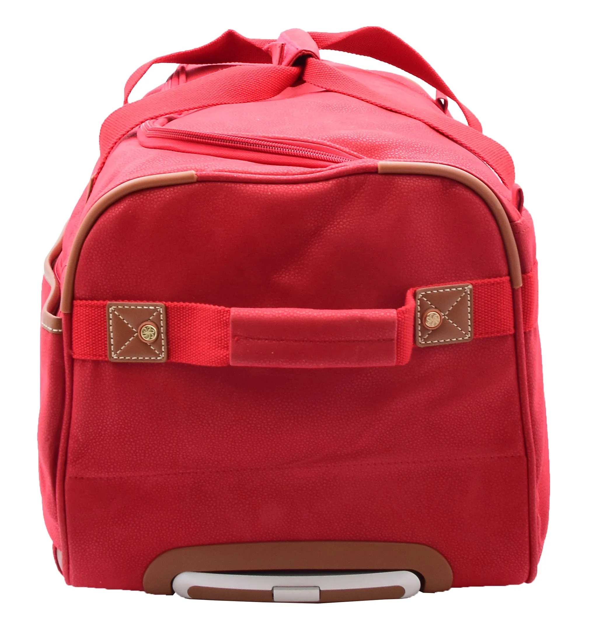Wheeled Holdall 21" Medium Red Faux Leather Travel Duffle Bag Norge