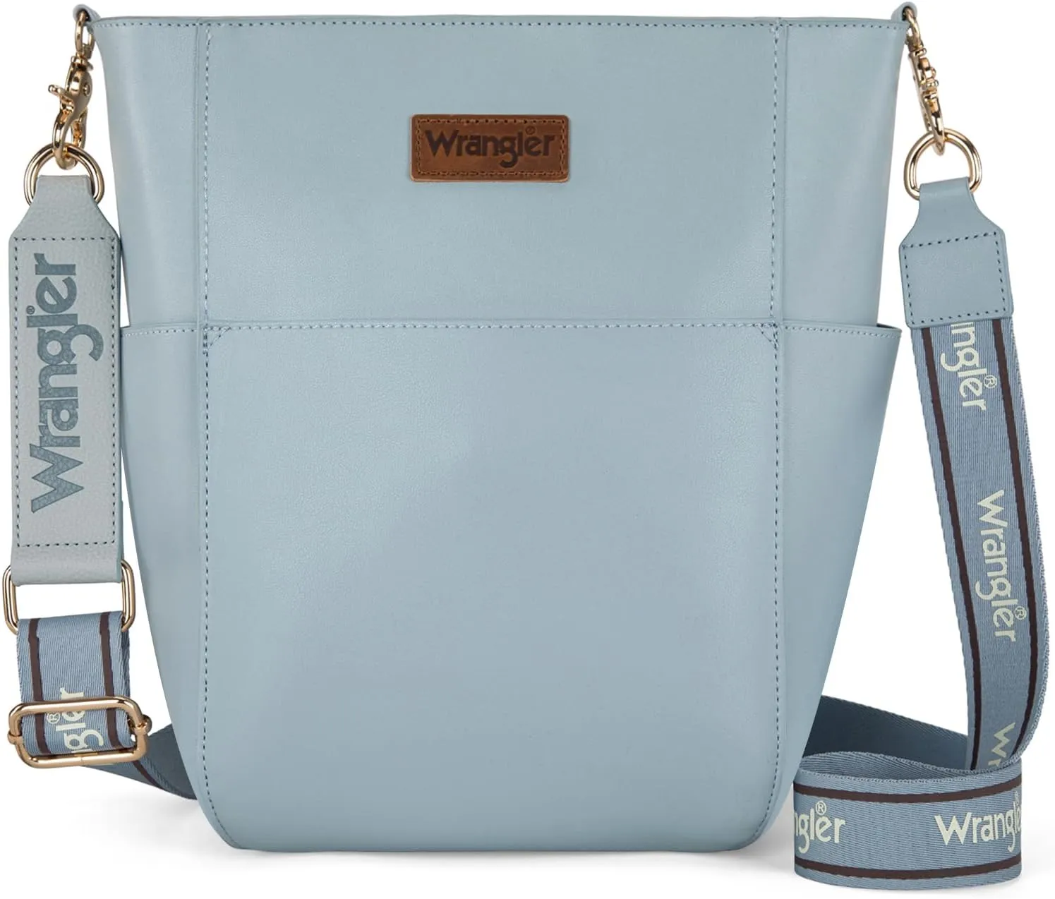 Wrangler MEDIUM Crossbody Bag for Women Vegan Leather Bucket Handbags with Guitar Strap