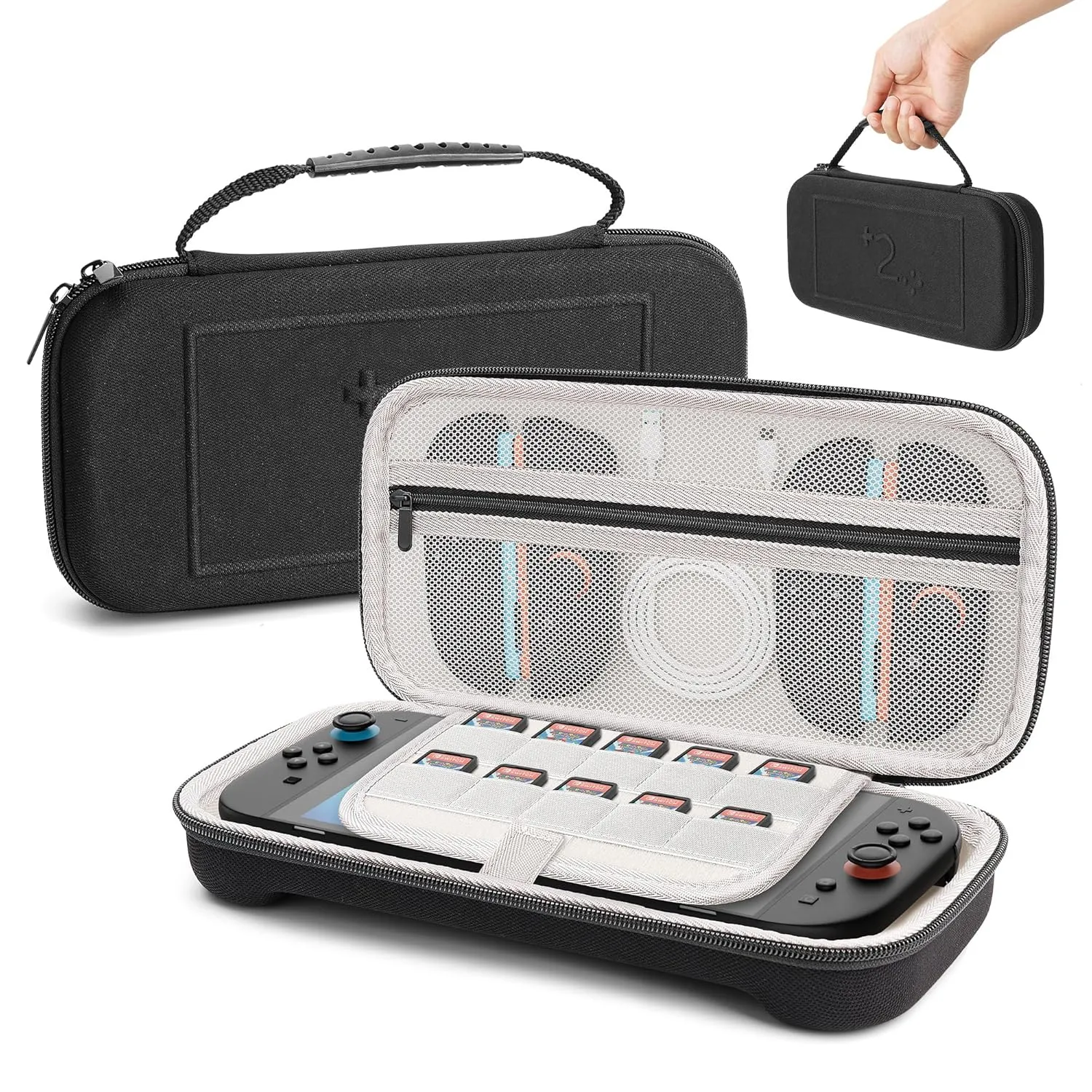 Yaslayp Carry Case Compatible with Nintndos Switch2 Console,Protective Hard Portable Travel Shell Pouch Game Bag with Mesh Pockets for Accessories